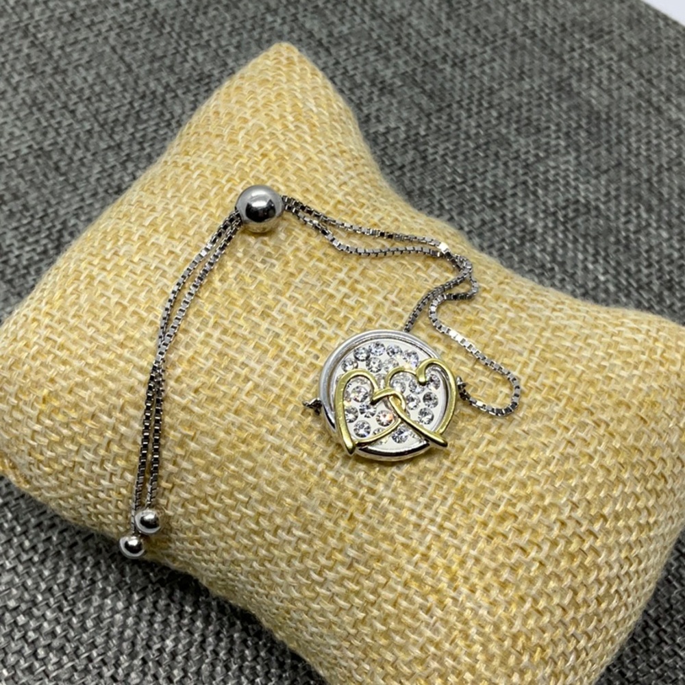 Two Hearts One Love Rhinestone Bracelet